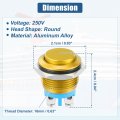 Uxcell 16 Mm Push Button Starter Switch Metal Round Start Spst 1no Ac 250v Gold Tone