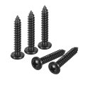 4mm X 25mm Phillips Pan Head Self-tapping Screw 100pcs 304 Stainless Steel Round Wood Full Thread Black 