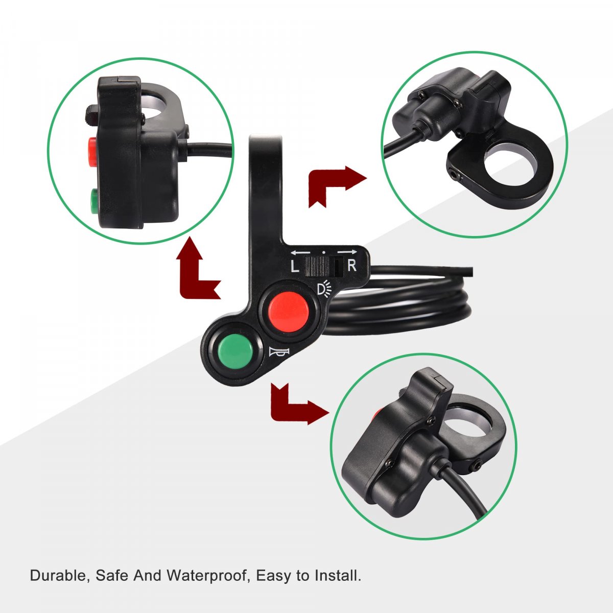 Universal 7 8 Handlebar Turn Signal Light Horn Switch Button For Spotlight Scooter Electrombile Moped Dirt Bike Atv Off Road