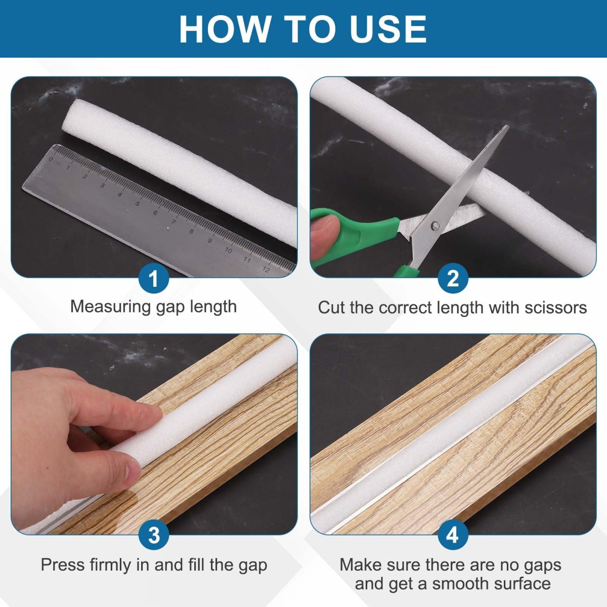 2pcs Foam Backer Rod 1 2 X 10ft Crack Filler Rope Weather Strip Seal For Concrete Filling Joints And Gaps Doors Windows White