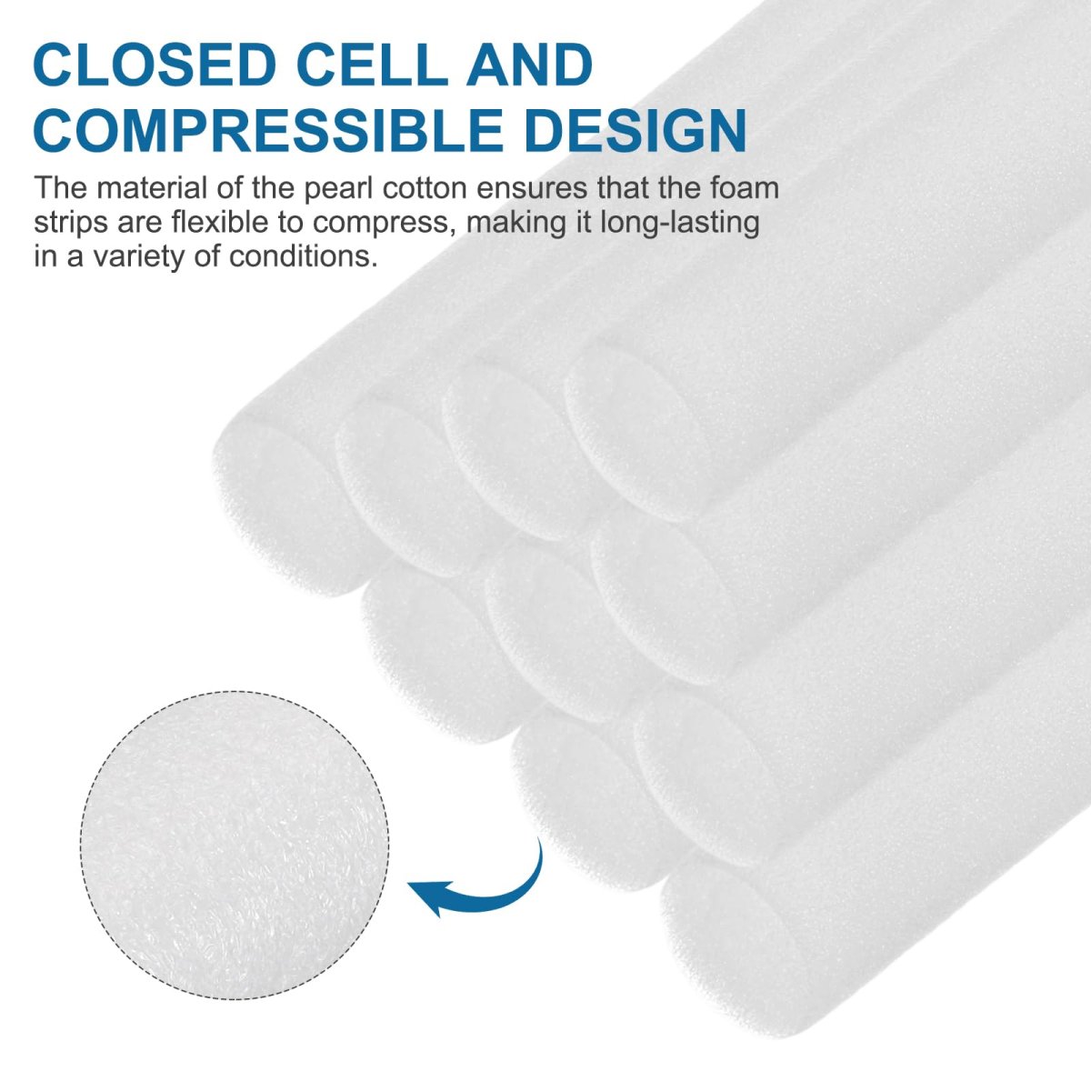 2pcs Foam Backer Rod 1 2 X 10ft Crack Filler Rope Weather Strip Seal For Concrete Filling Joints And Gaps Doors Windows White