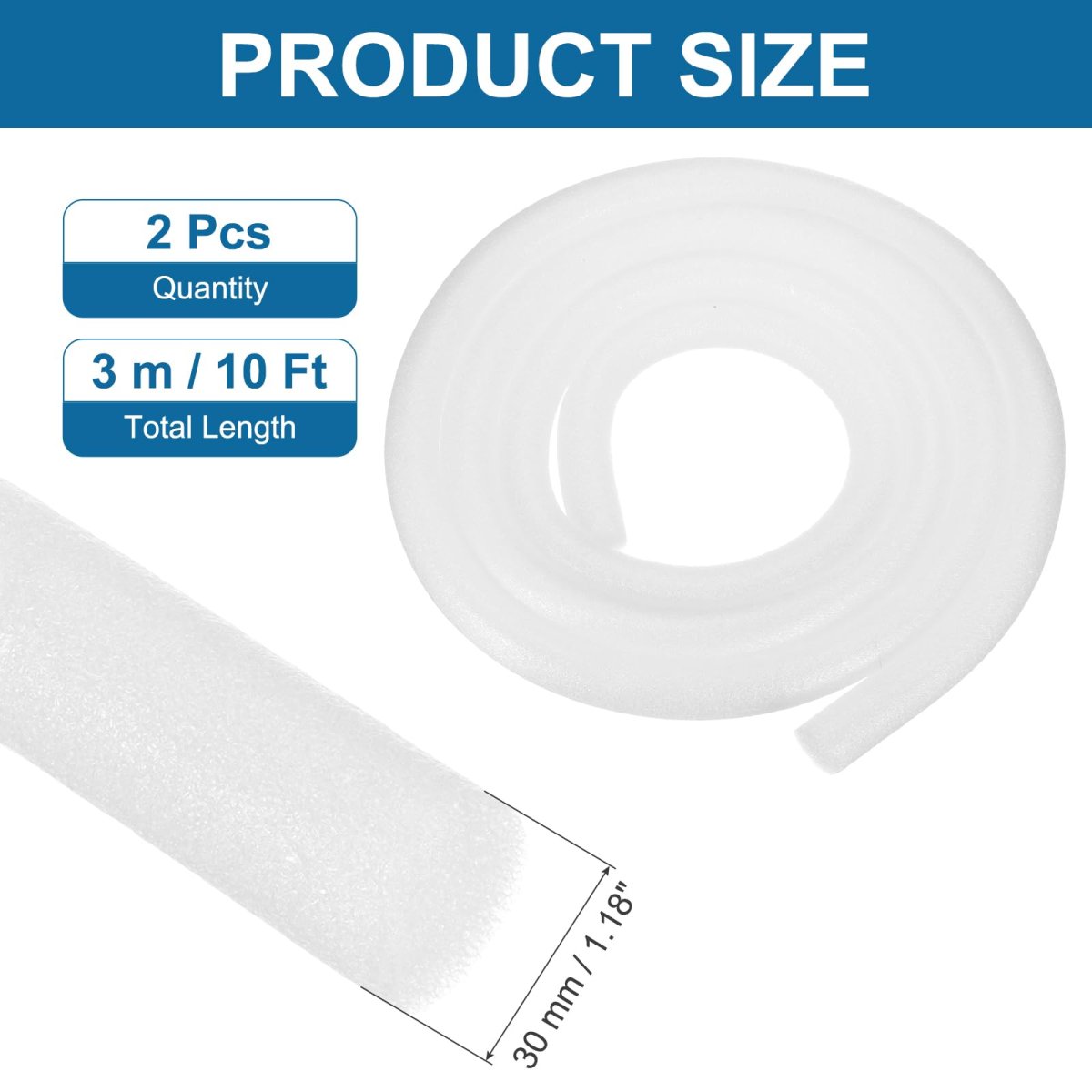 2pcs Foam Backer Rod 1 2 X 10ft Crack Filler Rope Weather Strip Seal For Concrete Filling Joints And Gaps Doors Windows White