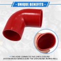 Vekauto 90 Degree Elbow Coupler Silicone Hose 89mm 3 5 Id 125mm Length Intercooler Tube Universal For Car Engine Durable Red