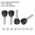 Uxcell 4 Set M5 X 20mm Male Thread Knurled Knobs Thumb Screws With Nuts Washers Clamping Knob Grip 14mm Plastic Head Hand