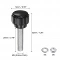 Uxcell 4 Set M5 X 20mm Male Thread Knurled Knobs Thumb Screws With Nuts Washers Clamping Knob Grip 14mm Plastic Head Hand
