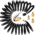 Lumiteco 9 8 Ft Extension Recoil Air Hose Adapter Clip-on Chuck W Presta Valve Flexible Pu For Compressor Attachments Tire 
