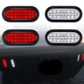 Astra Depot 4pcs Red White 6 24-led Oval Stop Brake Tail Light Backup Lamp For Truck Trailer W Rubber Grommet