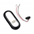 Astra Depot 4pcs Red White 6 24-led Oval Stop Brake Tail Light Backup Lamp For Truck Trailer W Rubber Grommet