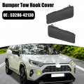 X Autohaux 1 Pair Car Front Bumper Tow Hook Cover 53286-42130 53285-42120 For Toyota Rav4 2019-2020 Eye Lid Trailer Cap Black