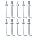 10 Pack Anchors Bolt 1 2 -13 X 6 L-shape Foundation Bolts Carbon Steel Galvanized L-bolts With Nuts And Washers For Concrete 