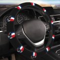 Skull Dominican Republic Flag Unisex Steering Wheel Covers 15 Inch Universal Car Protective Accessories