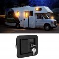 Tissting Rv Entry Door Lock Stainless Steel Travel Trailer Latch Black Camper With 2 Keys For Horse Cargo Hauler 109x140mm 4