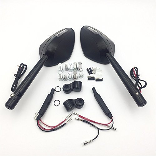 Cnc Black Rear View Side Mirrors With Led Integrated Left And Right Pair For 8mm 10mm Screw Fz1 Fz6 Suzuki Gsr600 Boulevard
