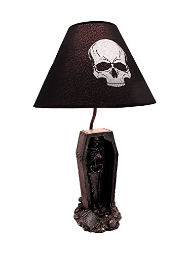 The Gloaming Skeleton In A Coffin Table Lamp And Fabric Skull Shade