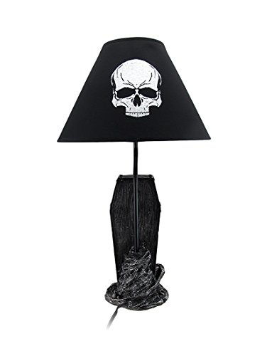 The Gloaming Skeleton In A Coffin Table Lamp And Fabric Skull Shade