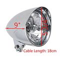 Chrome Heavy Duty Billet Chopper Bucket Style Visor Headlight W Tri-bar Lamp Motorcycle 5 75 X 9
