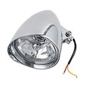 Chrome Heavy Duty Billet Chopper Bucket Style Visor Headlight W Tri-bar Lamp Motorcycle 5 75 X 9