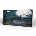License Plate 6x12 Inches Halloween Castle Graveyard Front Durable Automotive Metal Car Tag For Vehicle Sedan Suv