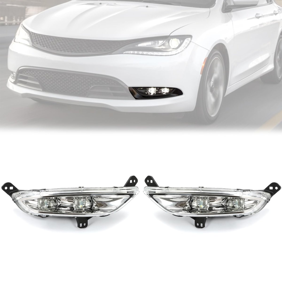 Led Fog Light Pair For 2015 2016 2017 Chrysler 200 Bumper Lamps Replacement Ch2593149 Ch2592149 Clear Lens Chrome Housing