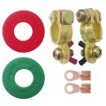 Vicue Updated Universal Solid Brass Battery Terminal Connectors Replacement Kit Top Post Terminals Clamp Set For Marine Car