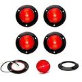 4 Pack Of Long Haul Red 2 Round Surface Mount Clearance Marker Led W Black Bezel 