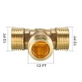 Brass Tee Pipe Fitting 1 2 Pt Male Thread T Shaped Connector Coupler