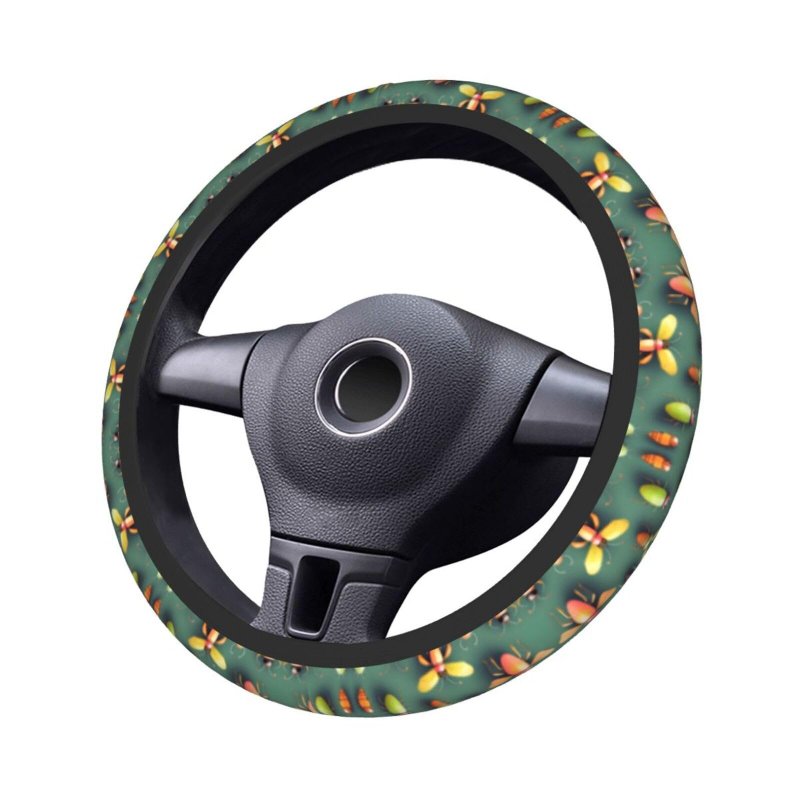 Yyhhaofa Neoprene Steering Wheel Cover Elastic Easy To Install Fits Most Vehicles Durable Insect Atlas Printing