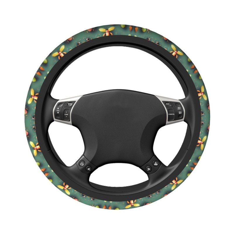 Yyhhaofa Neoprene Steering Wheel Cover Elastic Easy To Install Fits Most Vehicles Durable Insect Atlas Printing