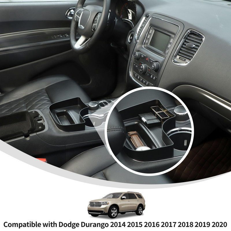 Center Console Organizer For Dodge Durango 2014 2015 2016 2017 2018 2019 2020 Black Abs Storage Tray Interior Accessory Model