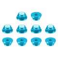 Nylon Insert Hex Lock Nuts 10pcs M2 X 0 4mm Aluminum Alloy Self-locking Anodizing Flange Nut For Fasteners Sky Blue 