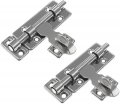 Ldexin 2 Set Heavy Duty Door Sliding Latch Lock With Padlock Hole 4 Inch Slide Bolt Gate Thickened Stainless Steel Barrel For 
