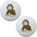 Set Of 2 Gorilla Baby Ceramic Cabinet Drawer Pull Knobs 