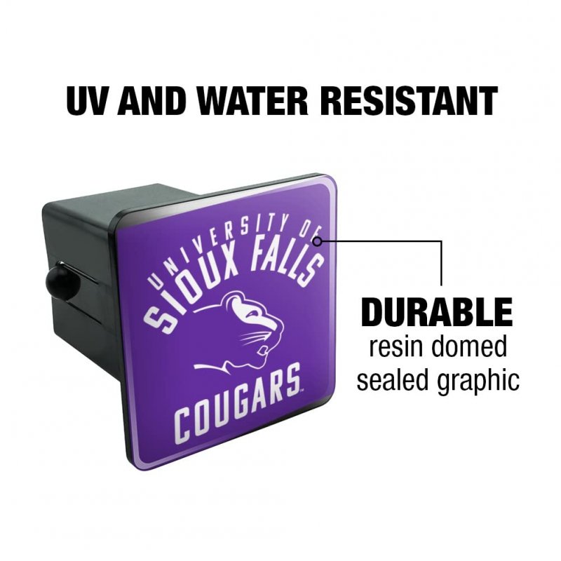University Of Sioux Falls Cougars Logo Tow Trailer Hitch Cover Plug Insert For 2 In Receivers Heavy Duty Abs Plastic With Uv