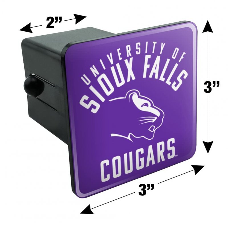 University Of Sioux Falls Cougars Logo Tow Trailer Hitch Cover Plug Insert For 2 In Receivers Heavy Duty Abs Plastic With Uv