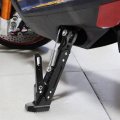 Motorcycle Adjustable Kickstand Universal Aluminum Alloy Foot Side Stand Tripod Holder Black
