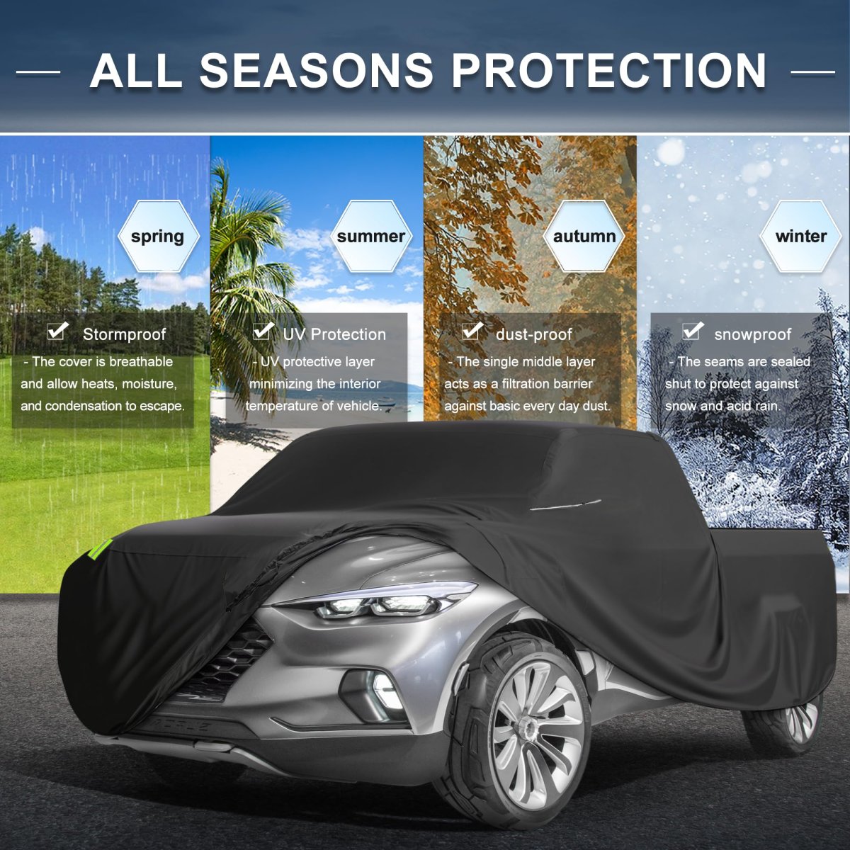 Waterproof Truck Car Cover For Length Up To 200 Inch Trucks All Weather Protection Anti-uv Windproof With Left Side Zipper And