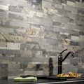 Aspect Peel And Stick Stone Overlay Kitchen Backsplash Medley Slate 5 9 X 23 6 1 8 Panel Approx Sq Ft Easy Diy Tile