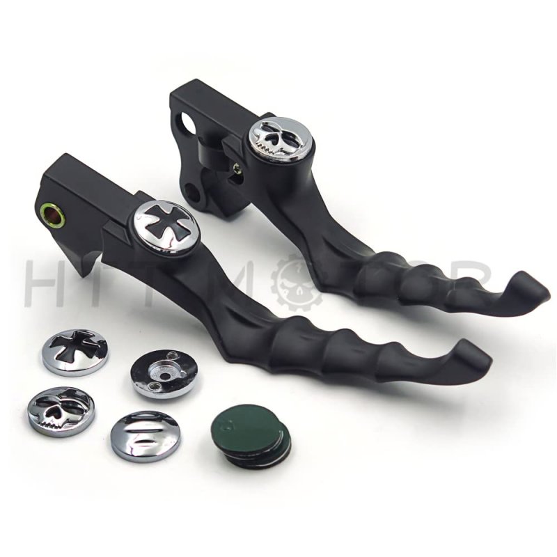 Black Skull Zombie Brake And Clutch Hand Levers For H-d Forty Eight Xl1200x Iron 883 Xl883n Billet Aluminum Chrome Pair