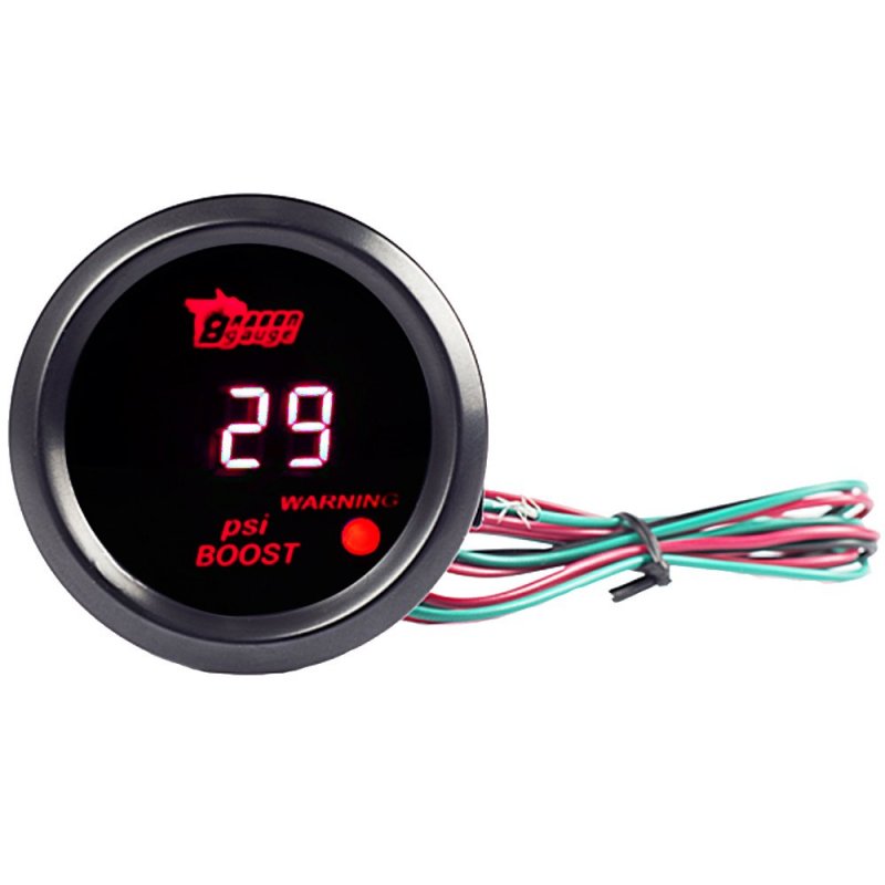 Digital Turbo Boost Gauge Psi Red Led Meter Kit 2 In 52mm 12v Universal For Auto Automotive Truck Boat High Visibility Warning