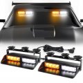 Emergency Dash Strobe Lights Amber White Warning Flashing For Construction Vehicles And Trucks 16 Led Interior Windshield Deck 
