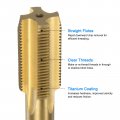 Uxcell Metric Thread Tap M20 X 1 5 H2 Titanium Coated Hss-co M35 High Speed Steel Straight Flutes Machine Screw Threading