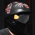 Ilm Half Helmet Open Face Motorcycle Helmets For Moped Cruiser Scooter With Sun Visor Dot Approved Model-210v Cobweb X-large 