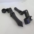Hk Moto- Black Footpeg Footrest W Mounting Kit Clamps Fits Front Engine Guards With 1 25mm Diameter Tubing For Goldwing Vtx1300