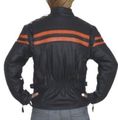 Womens Leather Motorcycle Jacket Orange Racing Stripes Size L Lg Large 