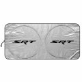 Srt Logo Universal Fit Windshield Sun Shade Silver Reflective Fabric 75 In X 37 5 One Piece Easy Folding For Dodge Jeep Cars
