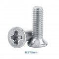 M3x4mm 7mm Diameter 100pcs Bag Flat Head Ss304 Machine Countersunk Screw Bolt Fastener Repair Tool Accessory M3 4 M3 10