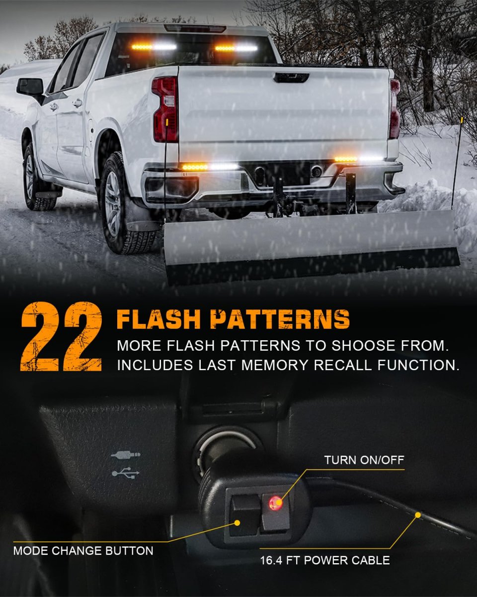 Xridonsen 2x 10 7 Inch Emergency Strobe Lights 24 Led Amber White Warning Flashing Safety Dash Side Window Front Rear
