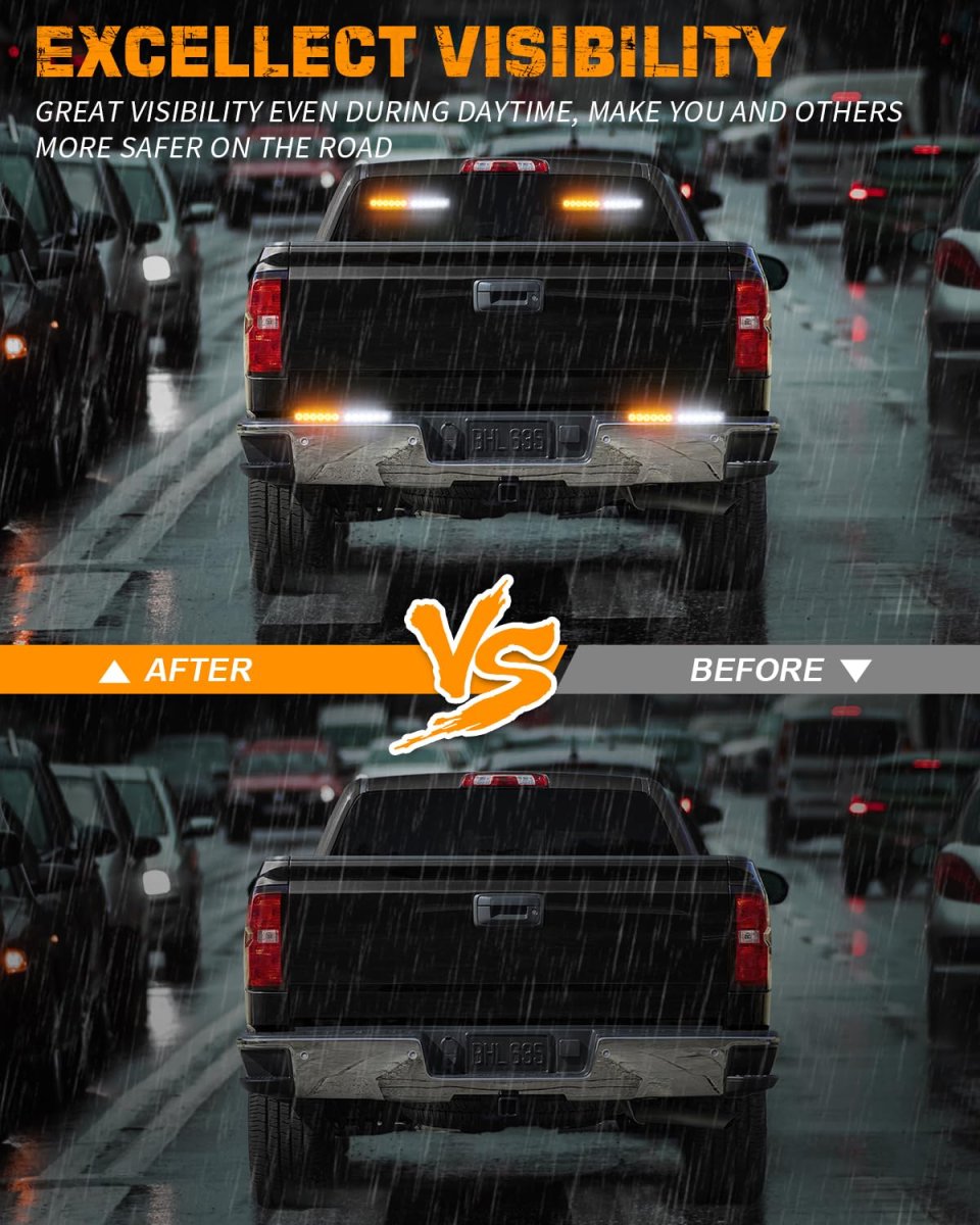 Xridonsen 2x 10 7 Inch Emergency Strobe Lights 24 Led Amber White Warning Flashing Safety Dash Side Window Front Rear