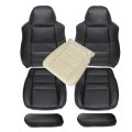 Driver Passenger Perforated Leather Seat Cover Tan Foam Cushion Armrest Black For Ford F250 F350 F450 F550 Lariat 2002-2007 
