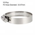 Uxcell 33-57mm Gear Hose Clamp 304 Stainless Steel Fuel Line 10 Pcs